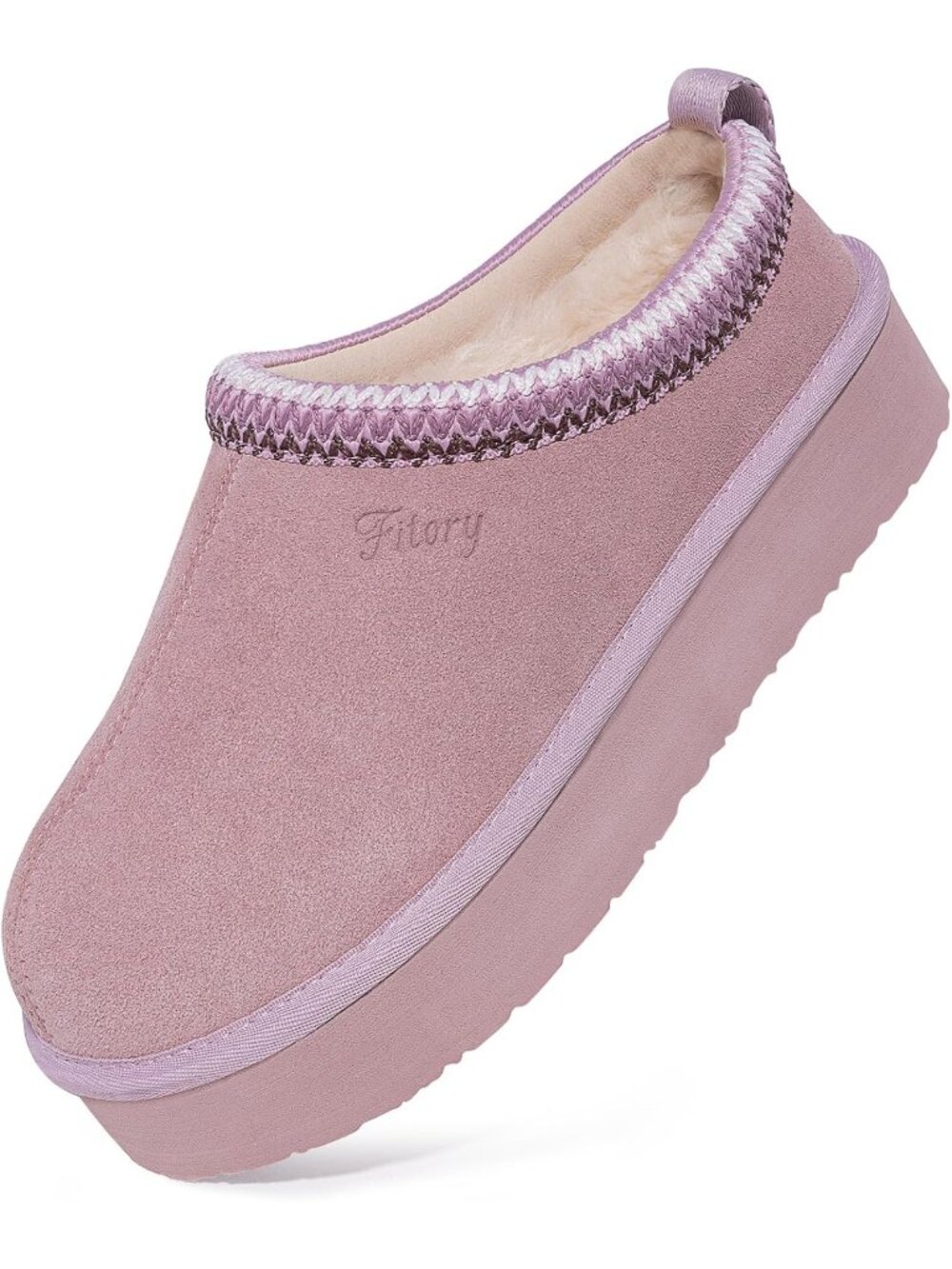 Women's Lilac Purple Suede Flat Short Mini Boot Fur Fleece Comfort Slippers